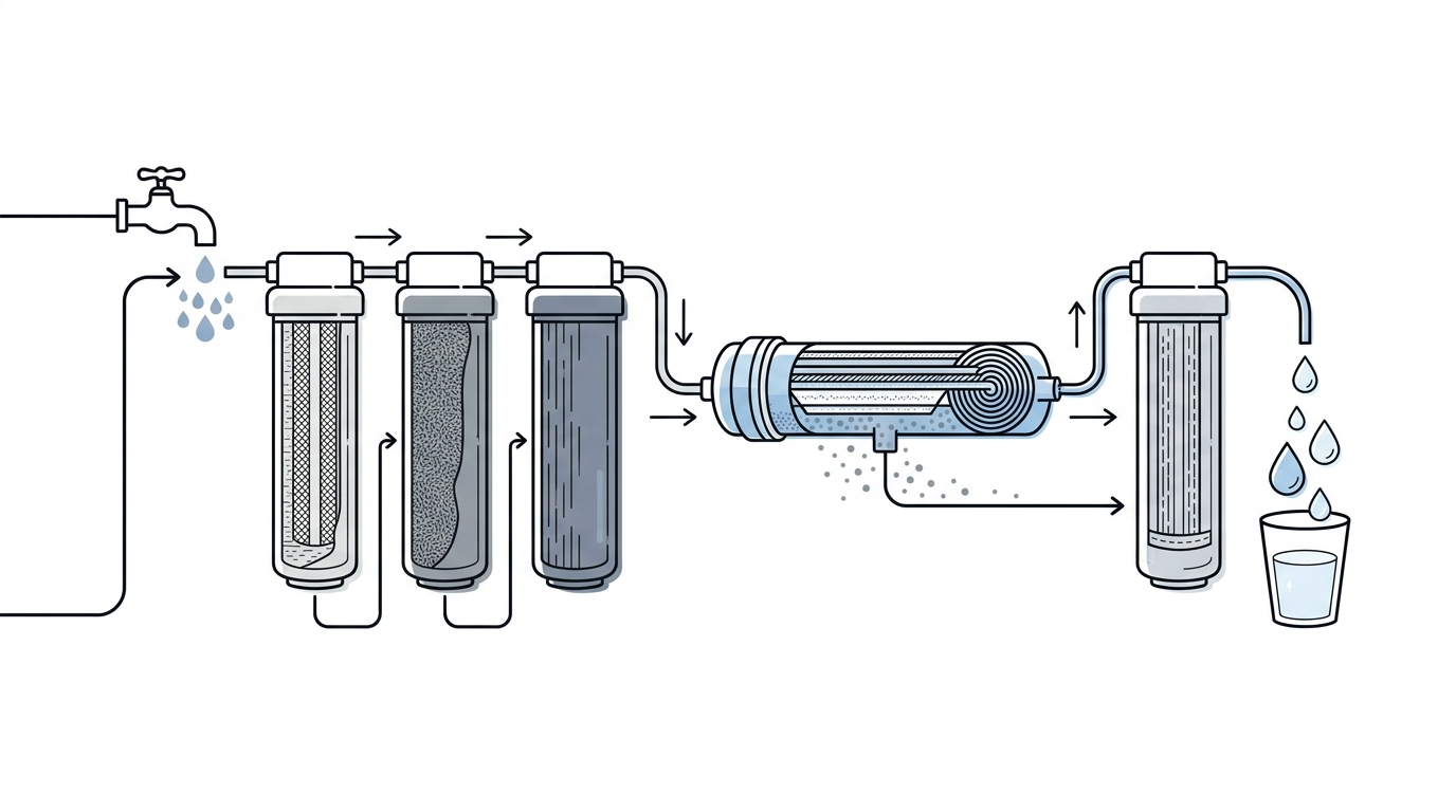 Anatomy of a modern home water purifier showing multi-stage filtration